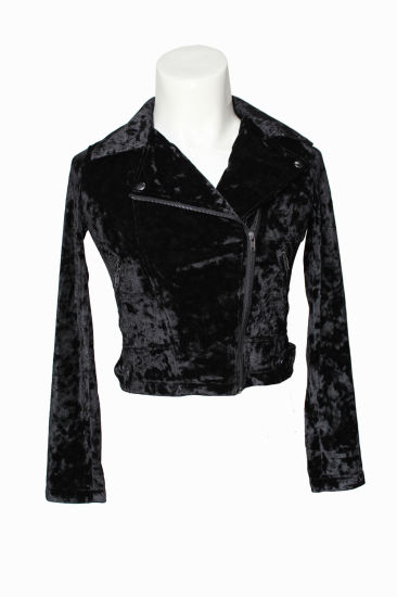 女性のためのホットセールブラックベルベット魅惑的なジャケット
