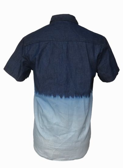 独特のスタイルのメンズグラデーションランプデニムシャツ