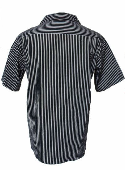 OEM半袖シャツ男性用黒と白のストライプシャツ