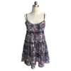 花柄プリーツフレアスイングブレーススカート/調節可能なショルダーストラップドレス